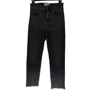 Everlane The High Rise Straight Jeans size 26 Faded Black Cut off Ankle Denim